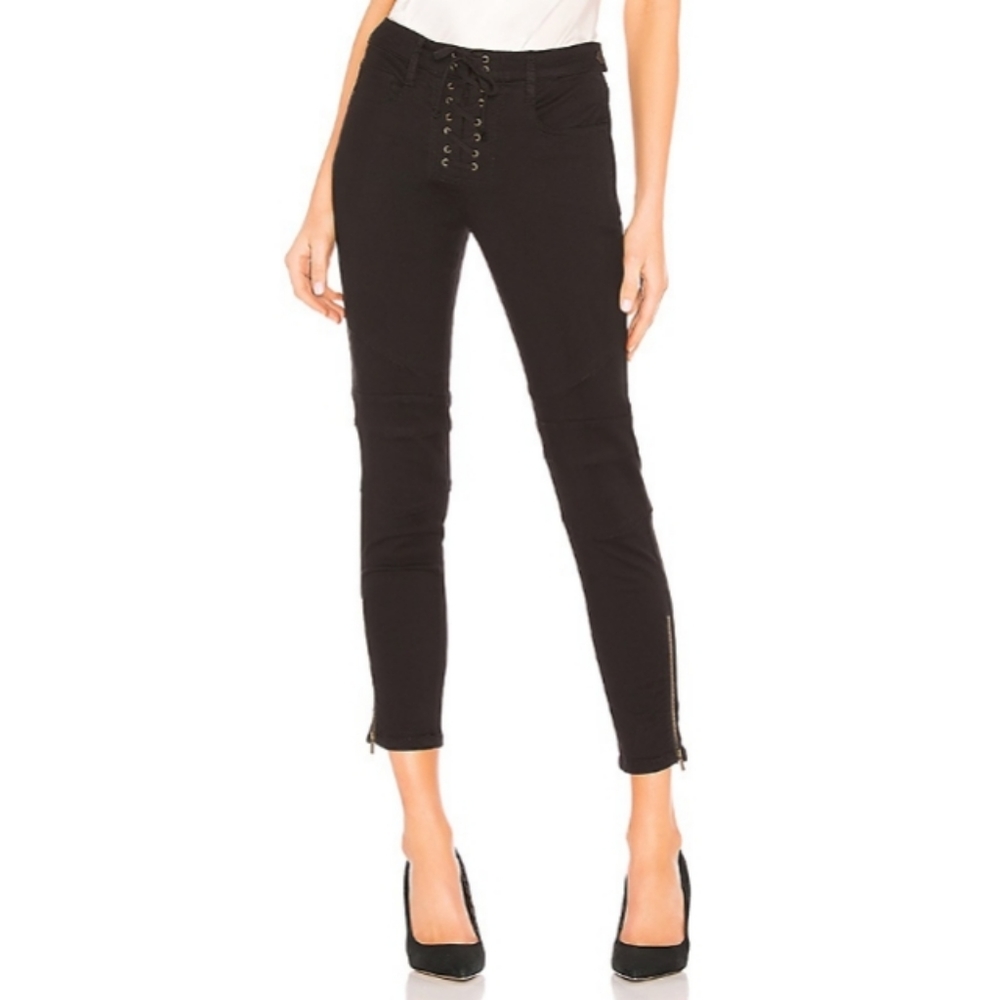 Joie Adorea Black Lace-up Skinny Jeans
